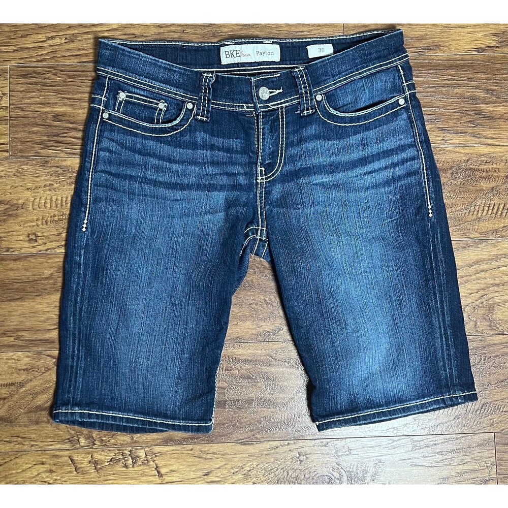 BKE Denim Shorts Womens size 30 Blue Payton Bermuda Medium Wash Embellished Y2K